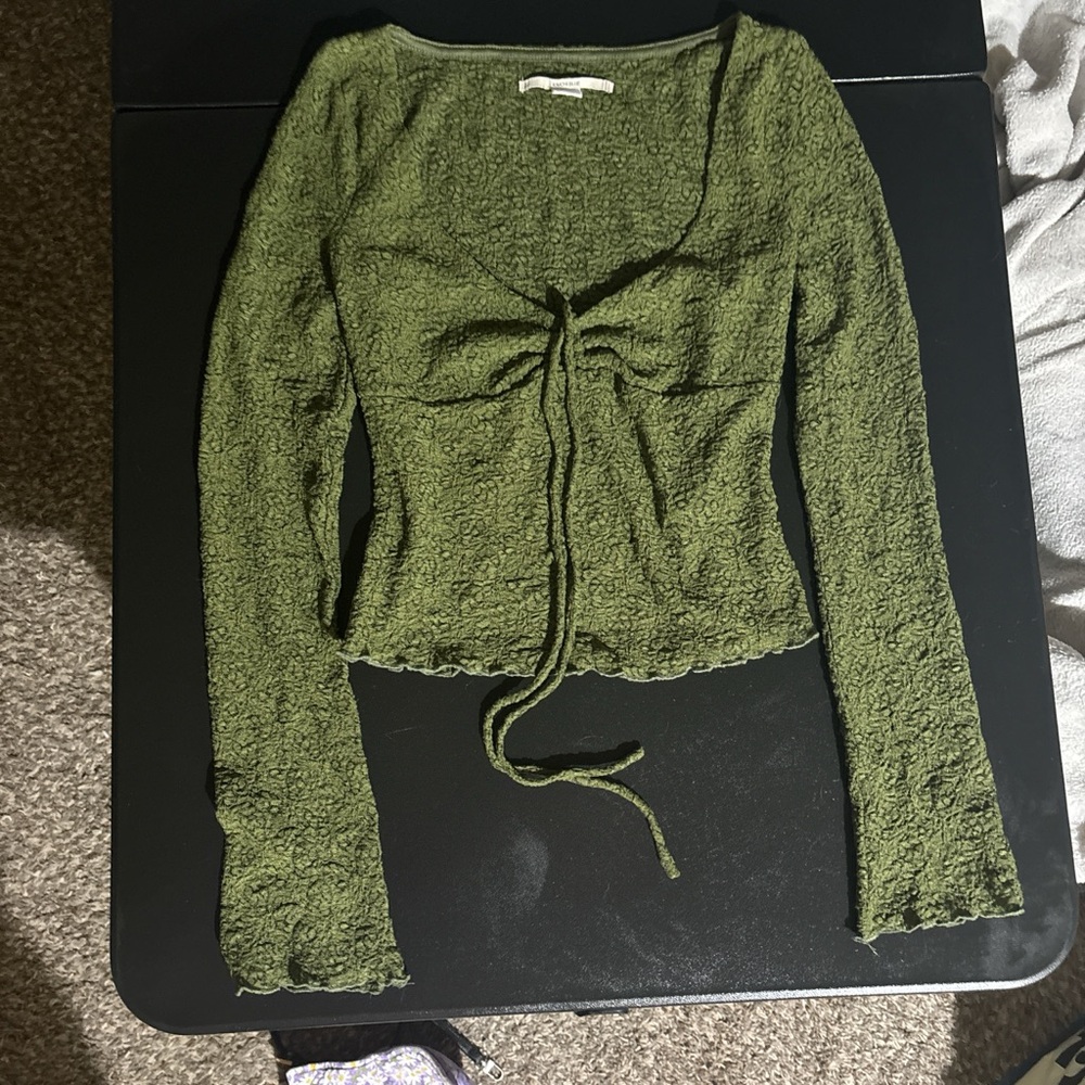 Urban Outfitters Olive Green Textured Blouse